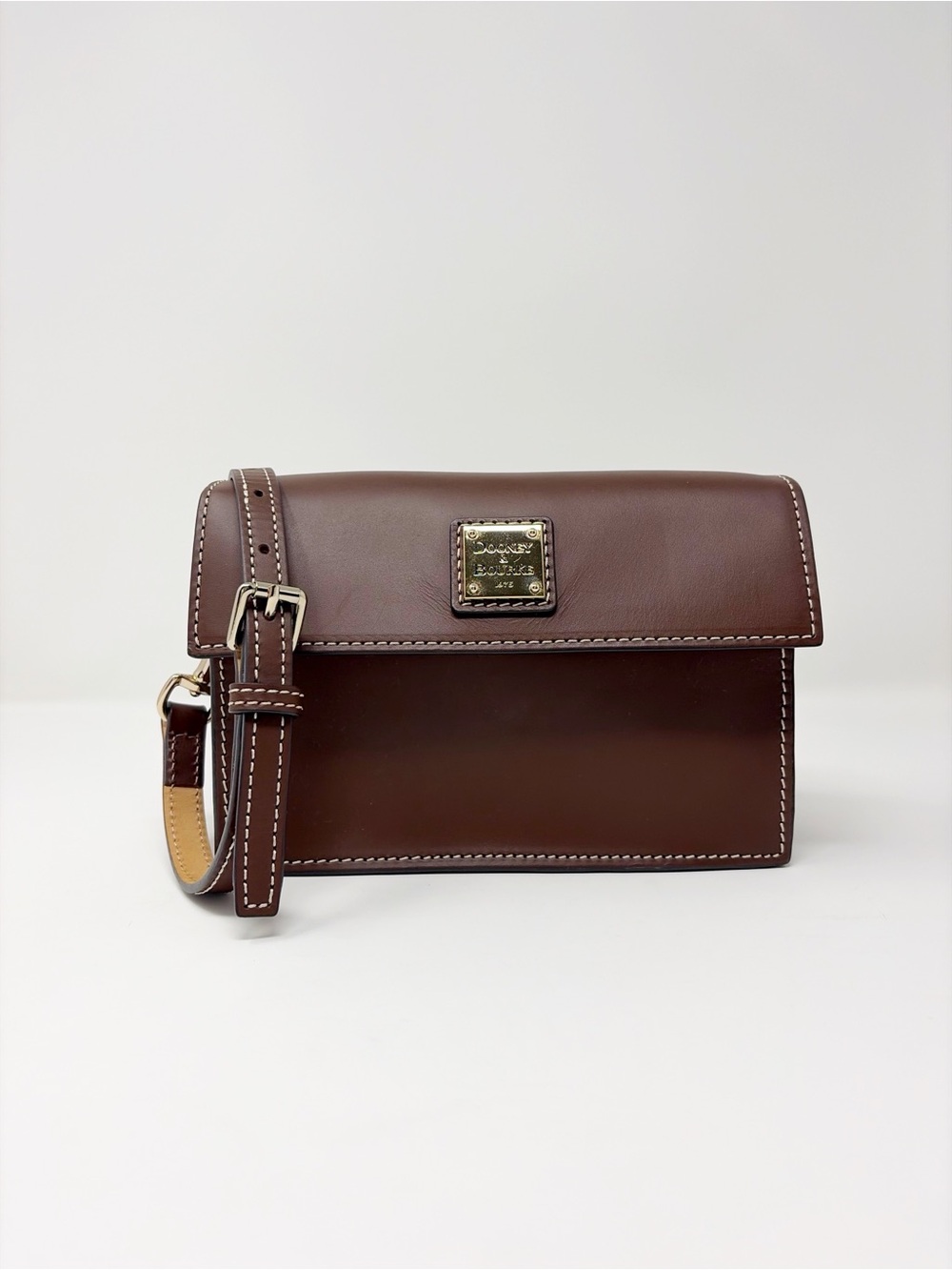 Dooney & Bourke Beacon East/ West Flap Brown Crossbody Shoulder Bag